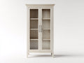 Bücherregal Holzwerkstoff 100 x 40 x 190 cm - Cremeweiß - Vitrinenregal mit 2 Glastüren und Einlegeböden