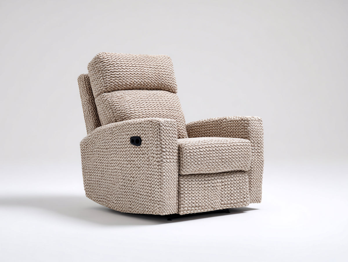 Liegesessel Strukturstoff 92 x 88 x 108 cm - Beige - Gepolsterter Relaxsessel mit hoher Rückenlehne
