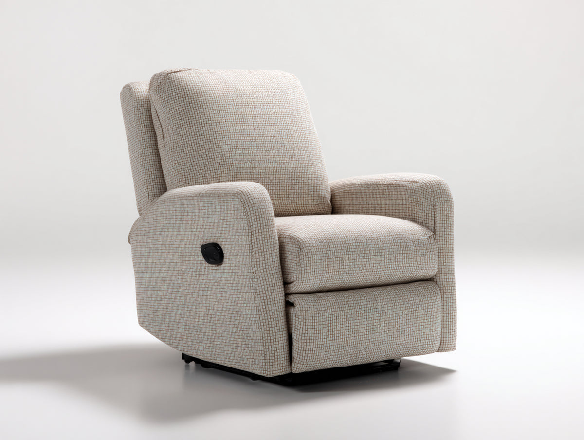 Liegesessel mit Stoffbezug 90x88x105 cm - Beige - Verstellbare Relaxfunktion mit hoher Rückenlehne