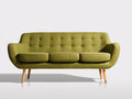 3 Sitzer Sofas aus Stoff 205 x 86 x 84 cm - Olivgrün-Naturholz - modernes Retro-Design