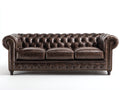 3 Sitzer Sofas aus Leder 225x95x78 cm - Dunkelbraun - Chesterfield-Stil mit Knopfheftung