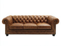 3 Sitzer Sofas aus Leder 230x95x78 cm - Cognacbraun - Chesterfield Design mit Knopfheftung