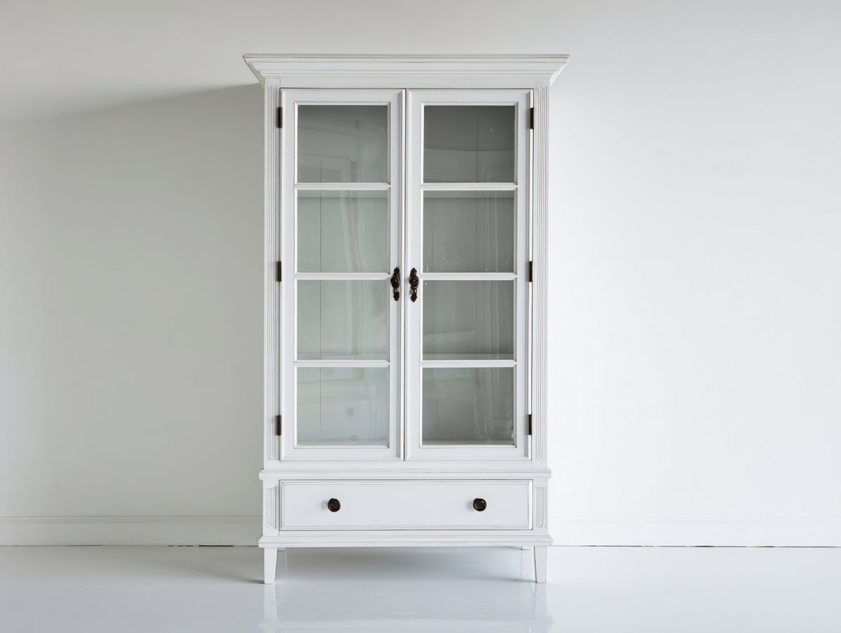 Bücherregal mit Glastüren 100 x 40 x 190 cm - Weiß - Klassischer Stauraum für Wohnzimmer und Arbeitsbereich