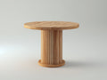 Gartentisch aus Holz 110 x 110 x 75 cm - Natur - rund mit geriffeltem Säulenfuß