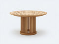 Gartentisch aus Holz 140x140x75 cm - Natur - runde Lamellentischplatte mit Säulenfuß
