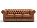 3 Sitzer Sofas aus Leder 225x95x78 cm - Cognacbraun - Chesterfield-Stil mit Knopfheftung