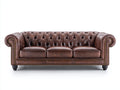 3 Sitzer Sofas aus Leder 232x96x78 cm - Dunkelbraun - Chesterfield Design mit Knopfheftung