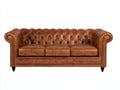 3 Sitzer Sofas aus Leder 220x95x78 cm - Cognacbraun - Chesterfield-Stil mit Knopfheftung