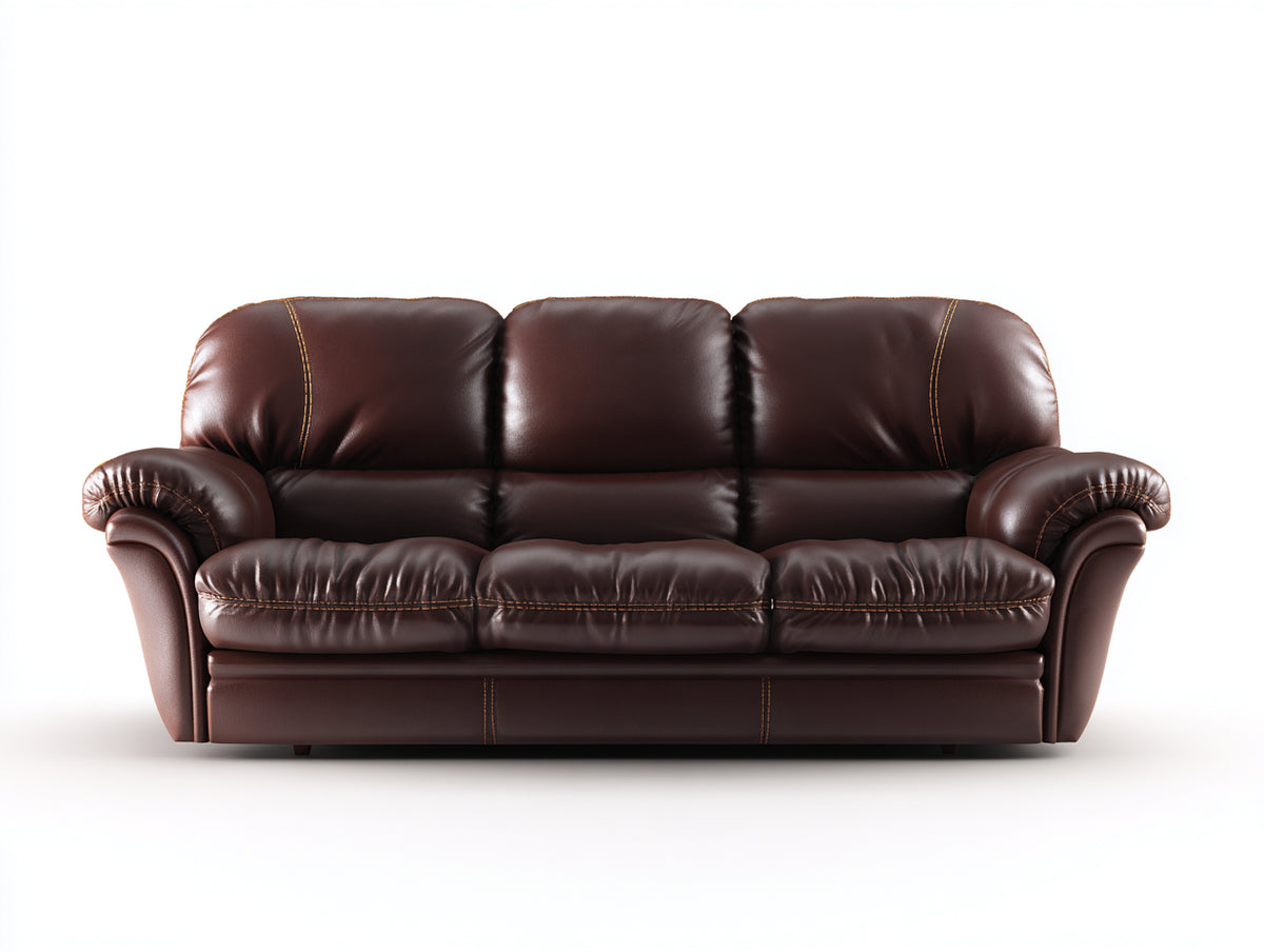 3 Sitzer Sofas Kunstleder 215 x 92 x 90 cm - Dunkelbraun - Gepolstertes Sofa mit geschwungenen Armlehnen