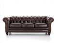 3 Sitzer Sofas aus Leder 225x95x80 cm - Dunkelbraun - Chesterfield-Stil mit Knopfheftung