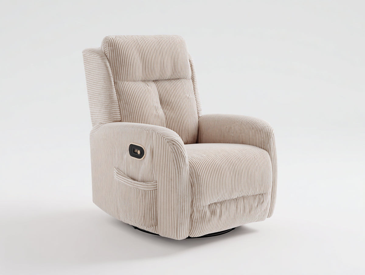 Liegesessel aus Cordstoff 88 x 96 x 108 cm - Beige - elektrisch verstellbares Komfortdesign