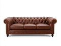 3 Sitzer Sofas aus Leder 228x94x76 cm - Cognacbraun - Chesterfield Design mit Knopfheftung